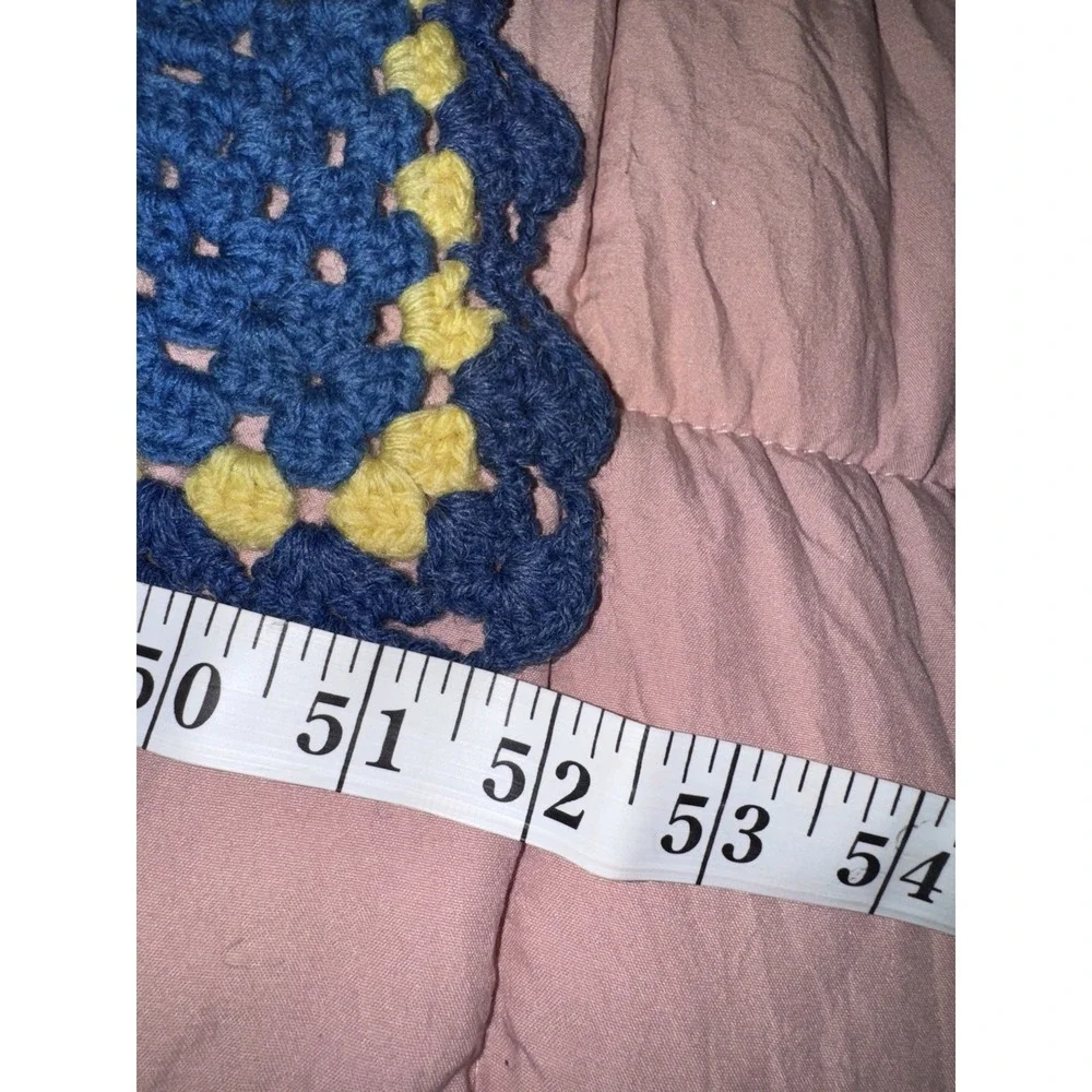 Vintage Granny Square Afghan Blanket Crochet Bohemian throw 68x52